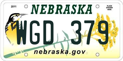 NE license plate WGD379