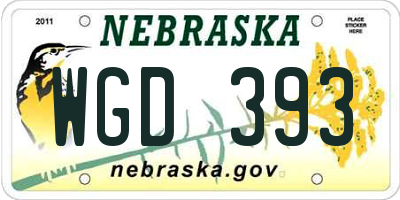 NE license plate WGD393