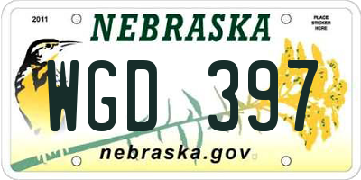 NE license plate WGD397