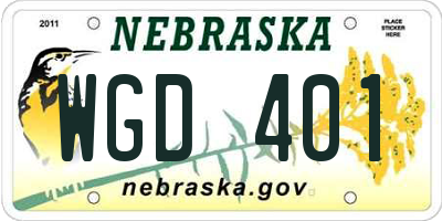 NE license plate WGD401