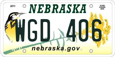 NE license plate WGD406