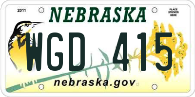NE license plate WGD415