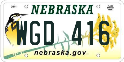 NE license plate WGD416