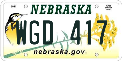 NE license plate WGD417