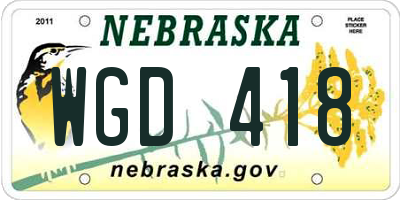 NE license plate WGD418