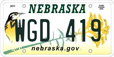 NE license plate WGD419