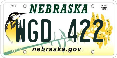 NE license plate WGD422