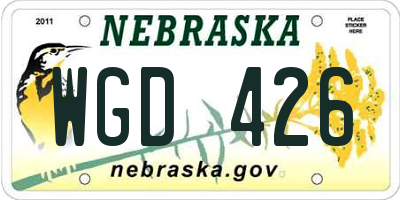 NE license plate WGD426