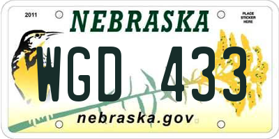 NE license plate WGD433