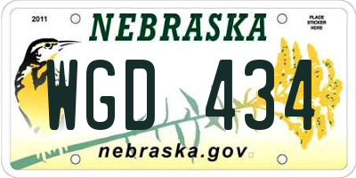 NE license plate WGD434