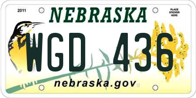 NE license plate WGD436