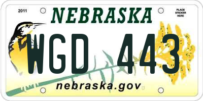 NE license plate WGD443