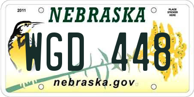 NE license plate WGD448