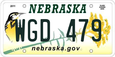 NE license plate WGD479