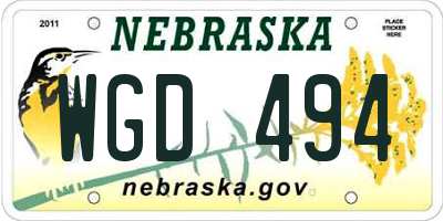 NE license plate WGD494