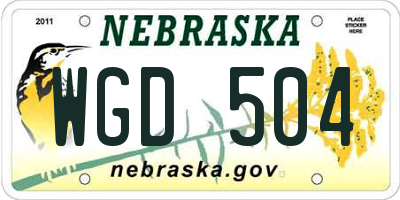 NE license plate WGD504
