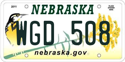 NE license plate WGD508