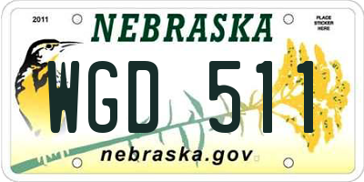 NE license plate WGD511