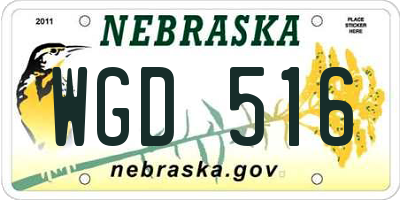 NE license plate WGD516