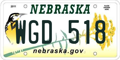 NE license plate WGD518