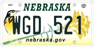 NE license plate WGD521