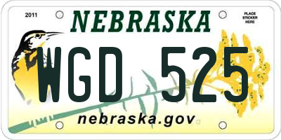 NE license plate WGD525