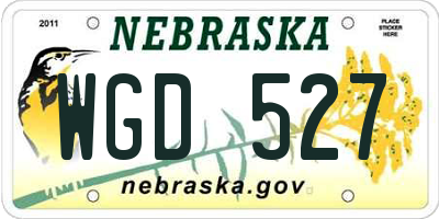 NE license plate WGD527