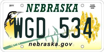 NE license plate WGD534