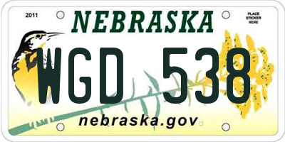NE license plate WGD538
