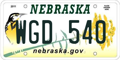 NE license plate WGD540