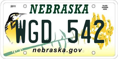 NE license plate WGD542