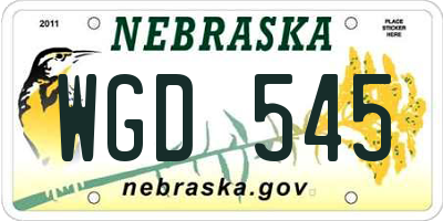NE license plate WGD545