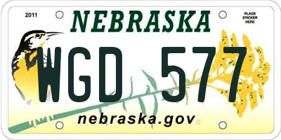 NE license plate WGD577