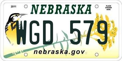 NE license plate WGD579