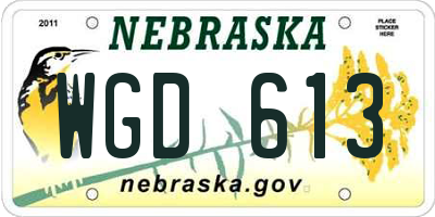 NE license plate WGD613