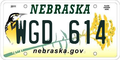 NE license plate WGD614
