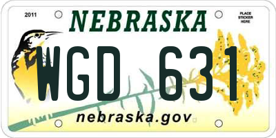 NE license plate WGD631