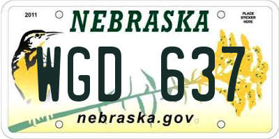 NE license plate WGD637