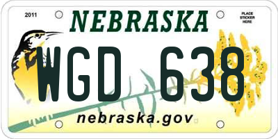 NE license plate WGD638