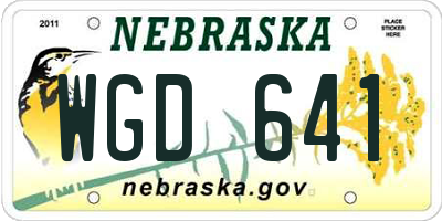 NE license plate WGD641