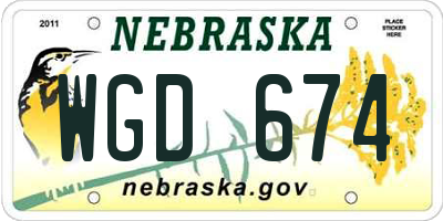 NE license plate WGD674