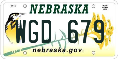 NE license plate WGD679