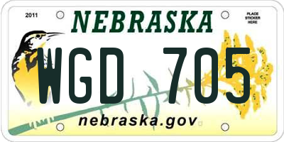 NE license plate WGD705