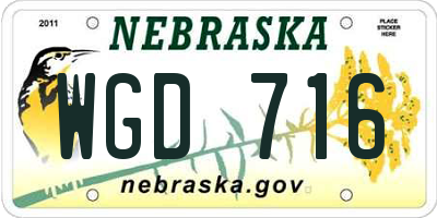 NE license plate WGD716