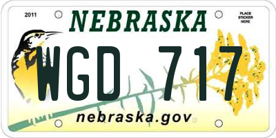 NE license plate WGD717