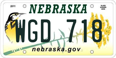 NE license plate WGD718