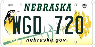 NE license plate WGD720