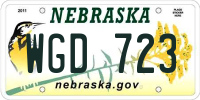 NE license plate WGD723