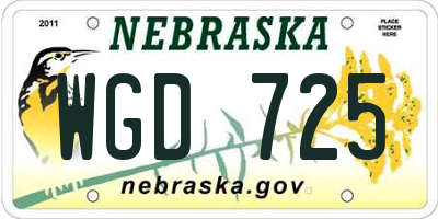 NE license plate WGD725