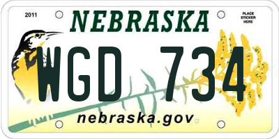 NE license plate WGD734